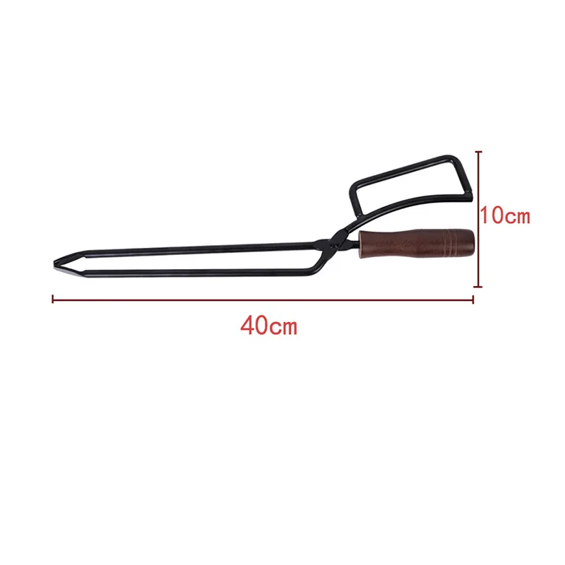 15 Inch Fire Pit Log Grabber Outdoor Bbq Tool Iron Wood Handle Charcoal