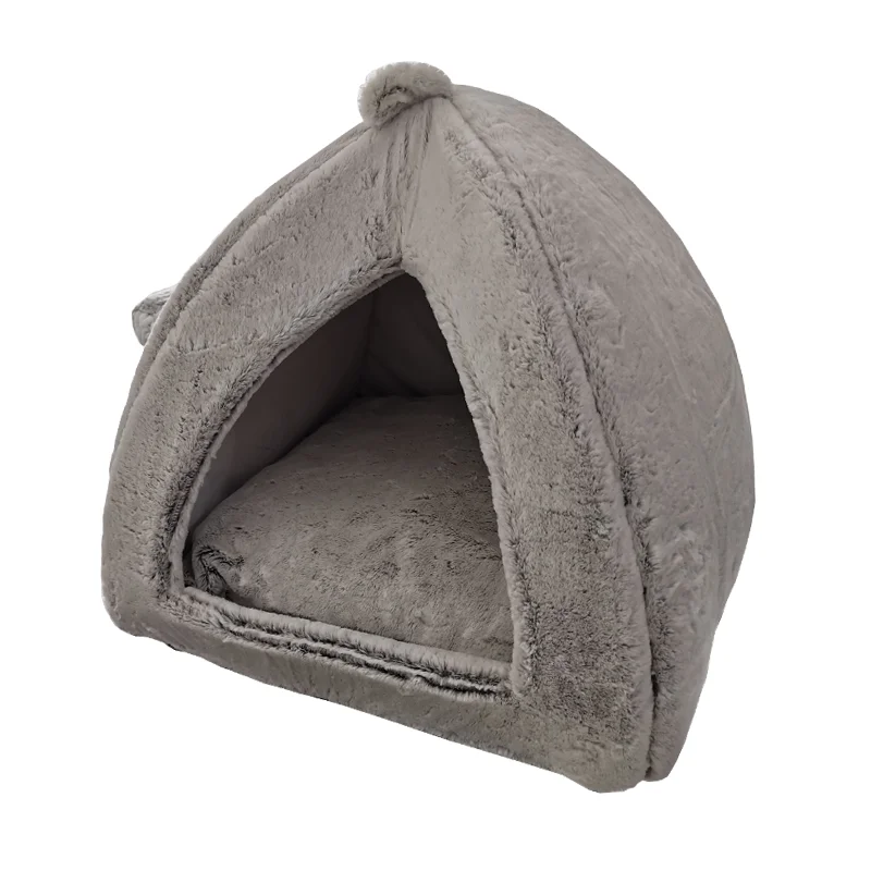 plush cat igloo bed