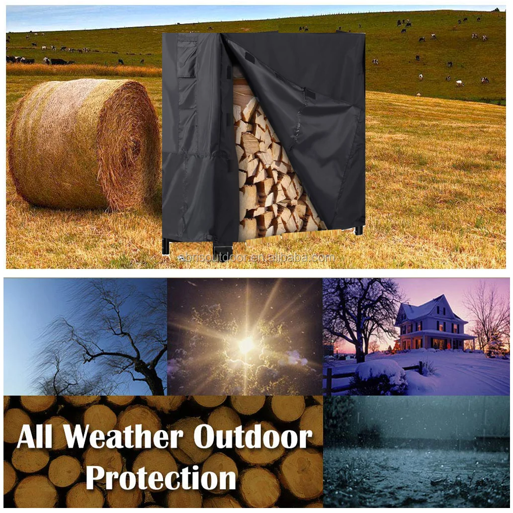 4 Feet Firewood Rack Snow Protector With Durable Fabric Fits For 4