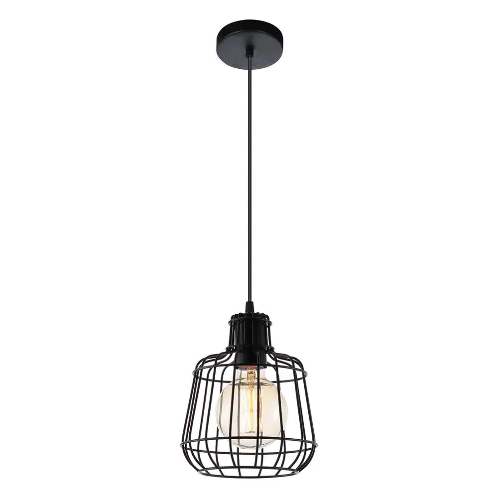 Tikanna Lighting Vintage Oil Rubbed Black Steel Polygon Wire Pendant Light Art Deco