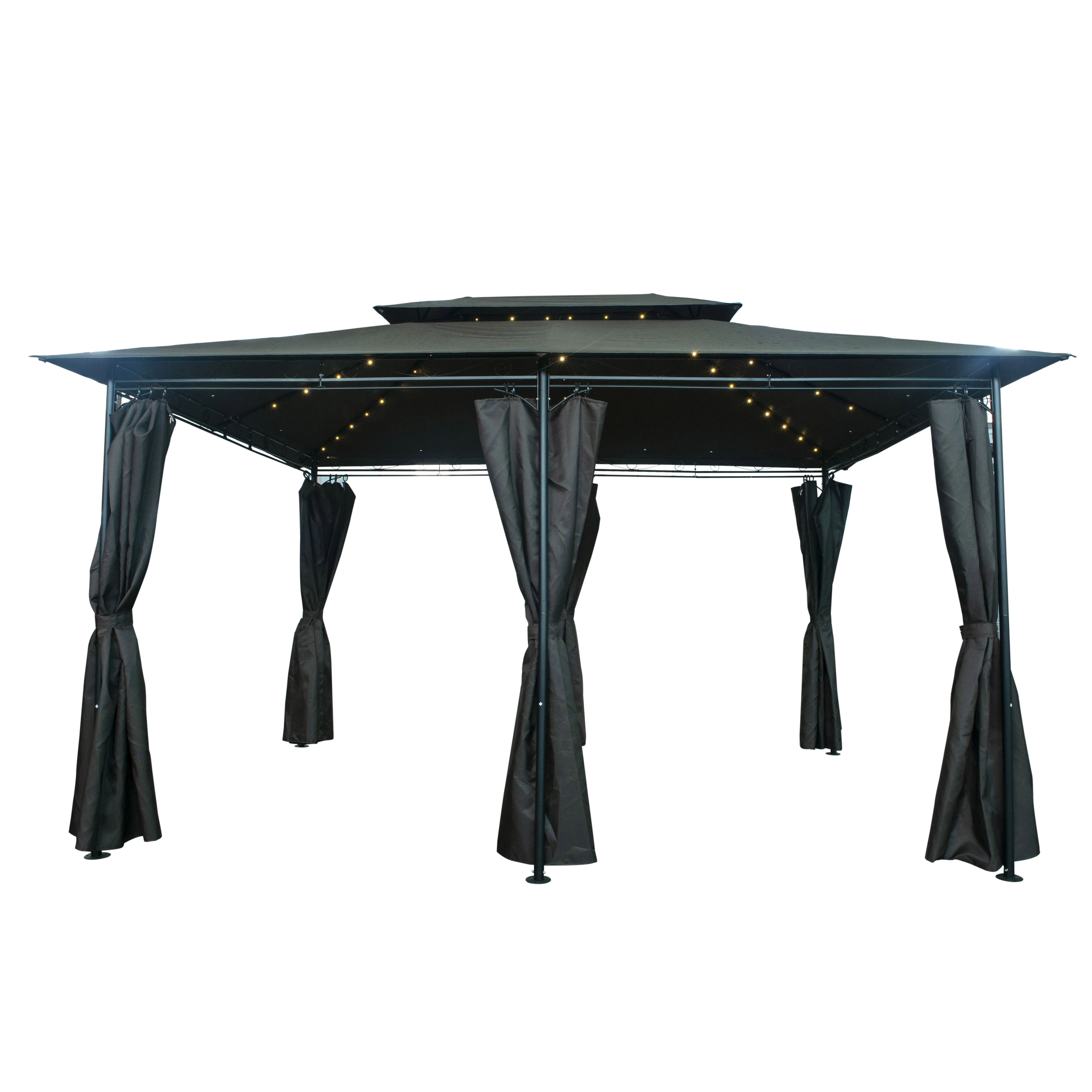
Best Selling Home Decor Skyline Metal Rectangle Screened Gazebo with led light 3*4M 