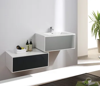 Australia Simple White Black Wall Hung Vanity Units Bathroom