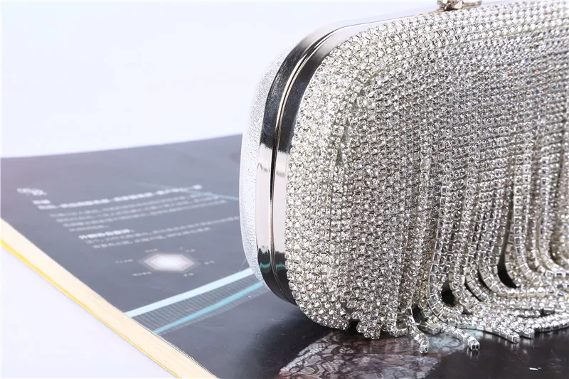 Rhinestone Crystal Tassel Evening Clutch Bag