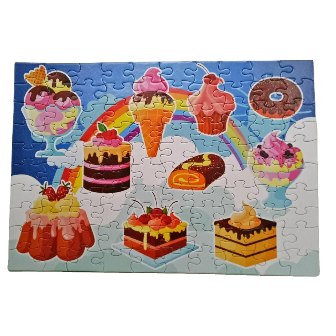 Custom Diecut Printable Paper Cardboard 56 Pieces Jigsaw Puzzle Children Toys Kids Iq Puzzle
