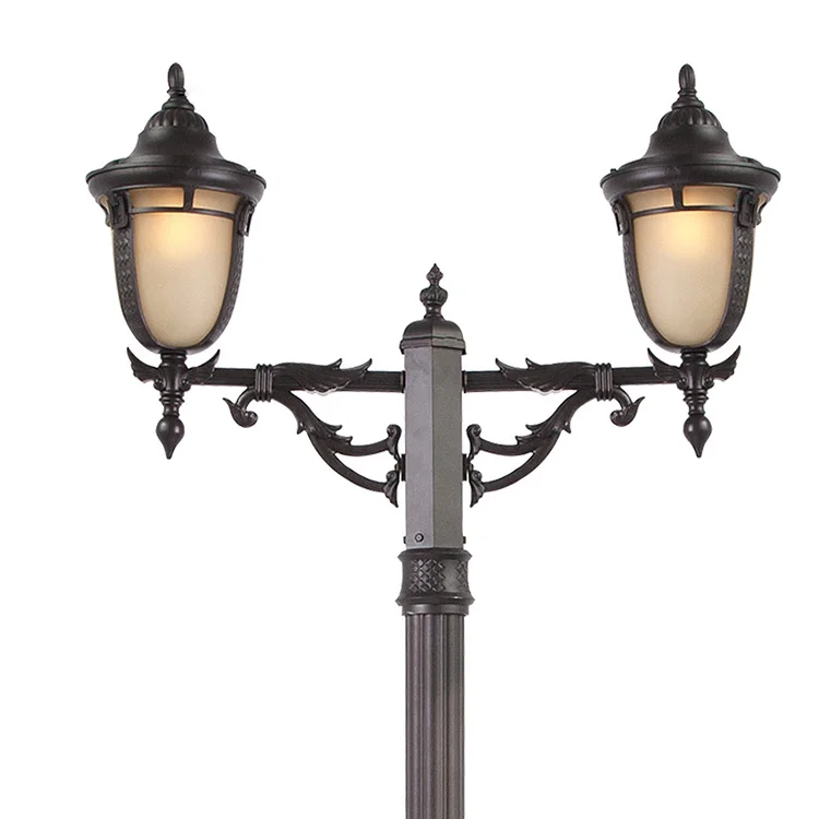 High quality Antique lantern top multi-heads garden street pathway high pole light garden post lamp