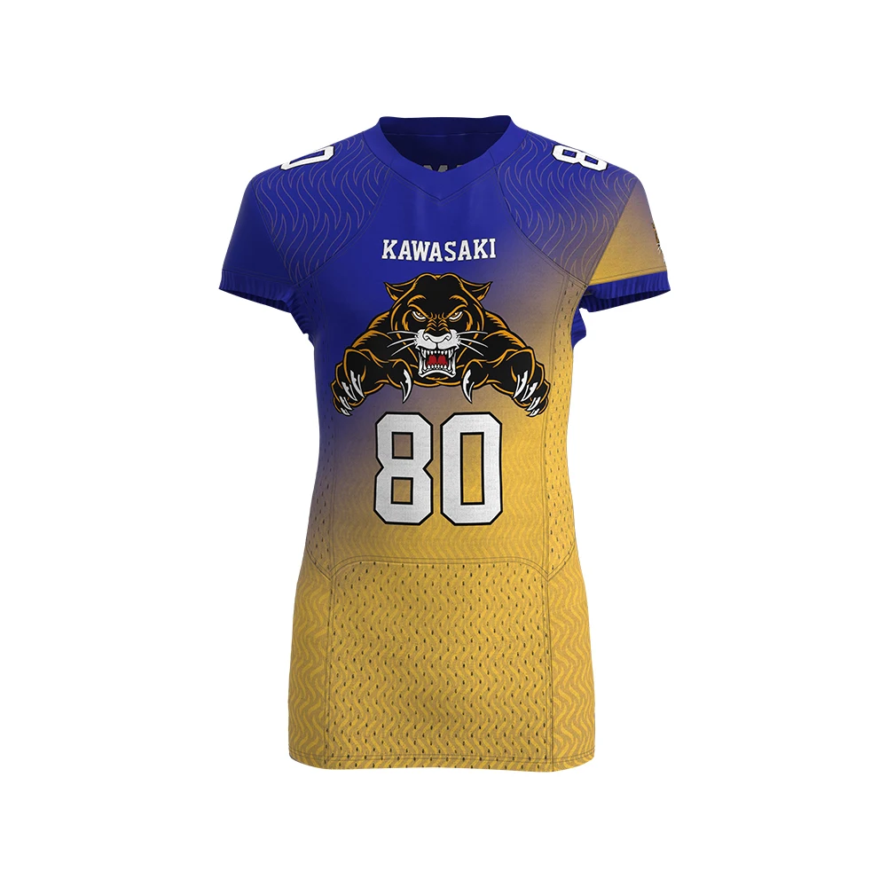 Source 100% Polyester Blue Yellow Custom American Football