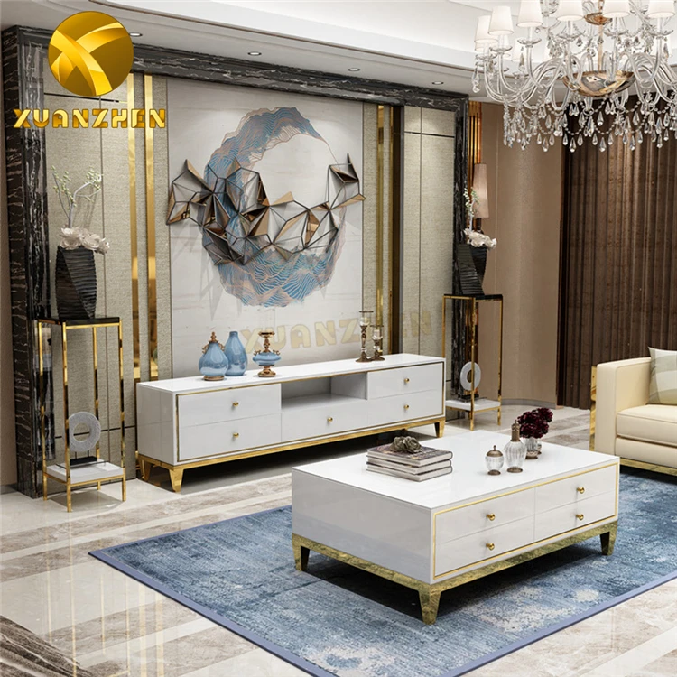 Foshan Tv Stand Furniture Black And White Tv Table Wood Unit