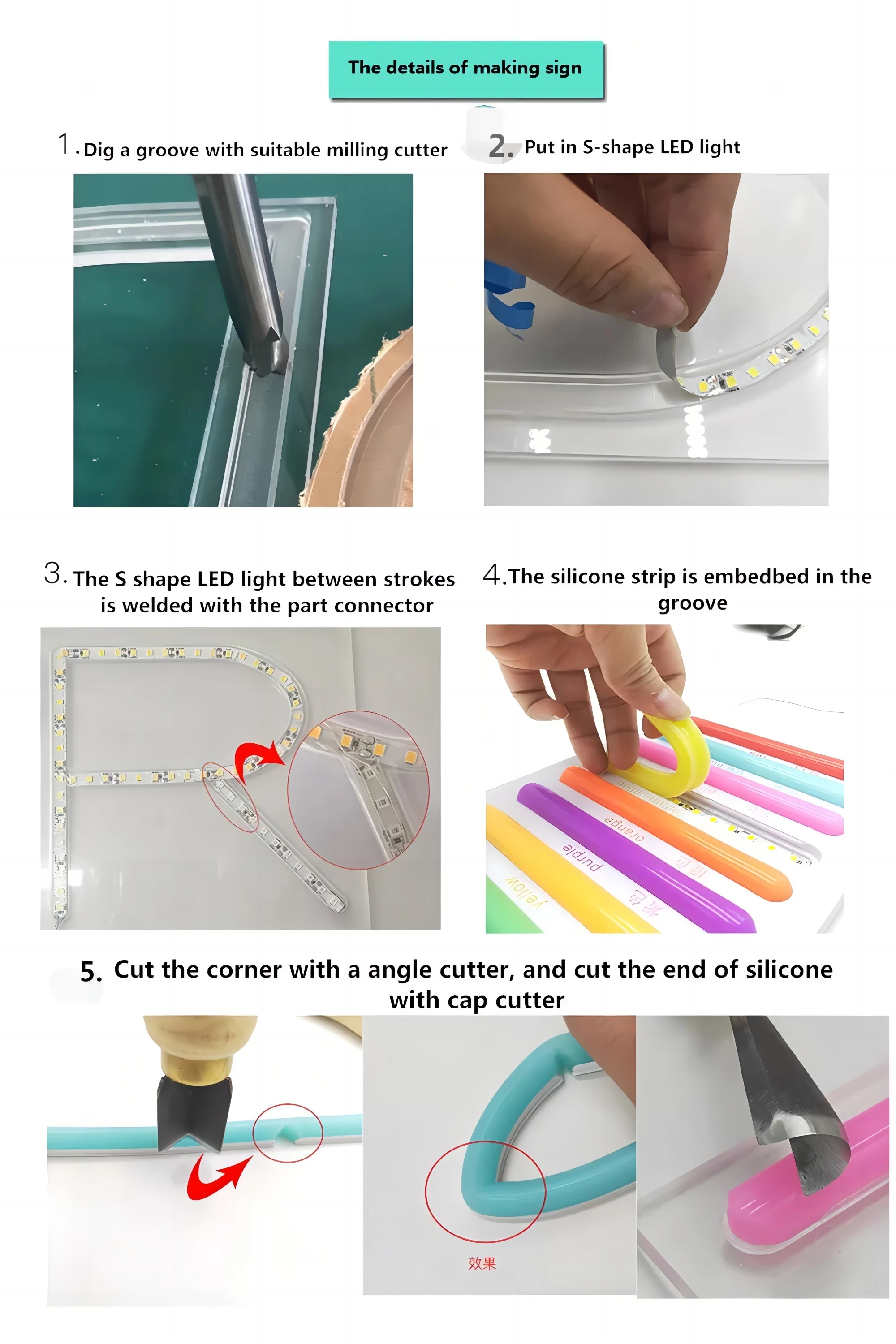product split neon silicone strip accessories full set of tools cutting knife transparent line carving knife lampshade drill346-2