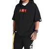 High Quality Hooded Short Men's Tide Brand Fat Fat Embroidery Couple T-Shirt