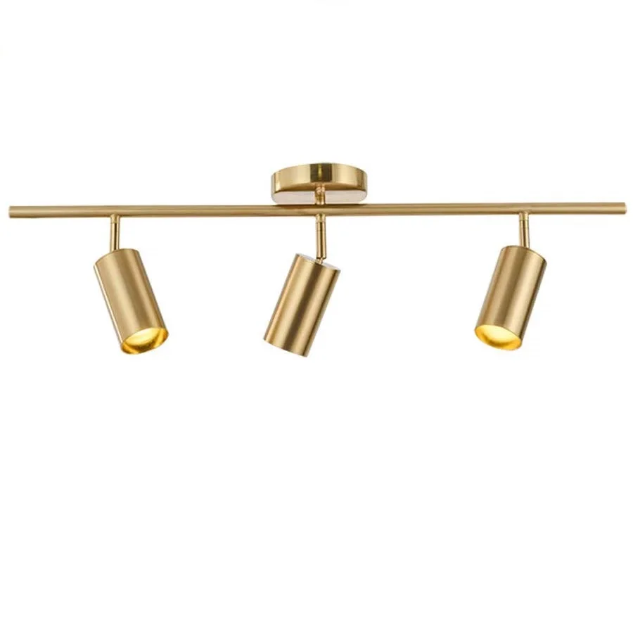 Adjustable Track Lighting 3 Lights Brushed Brass Flush Mount Ceiling Light Fixture for Kitchen Dining Room