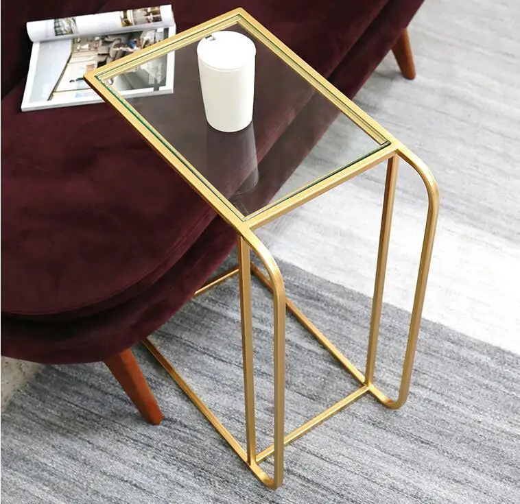 Can move sitting room tea table sofa small  iron glass table bedside table