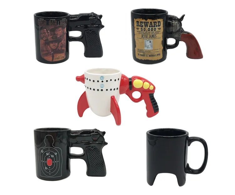 Decal Ceramic Pistol Creative Gun Handle Mug Funny Pistol Shape