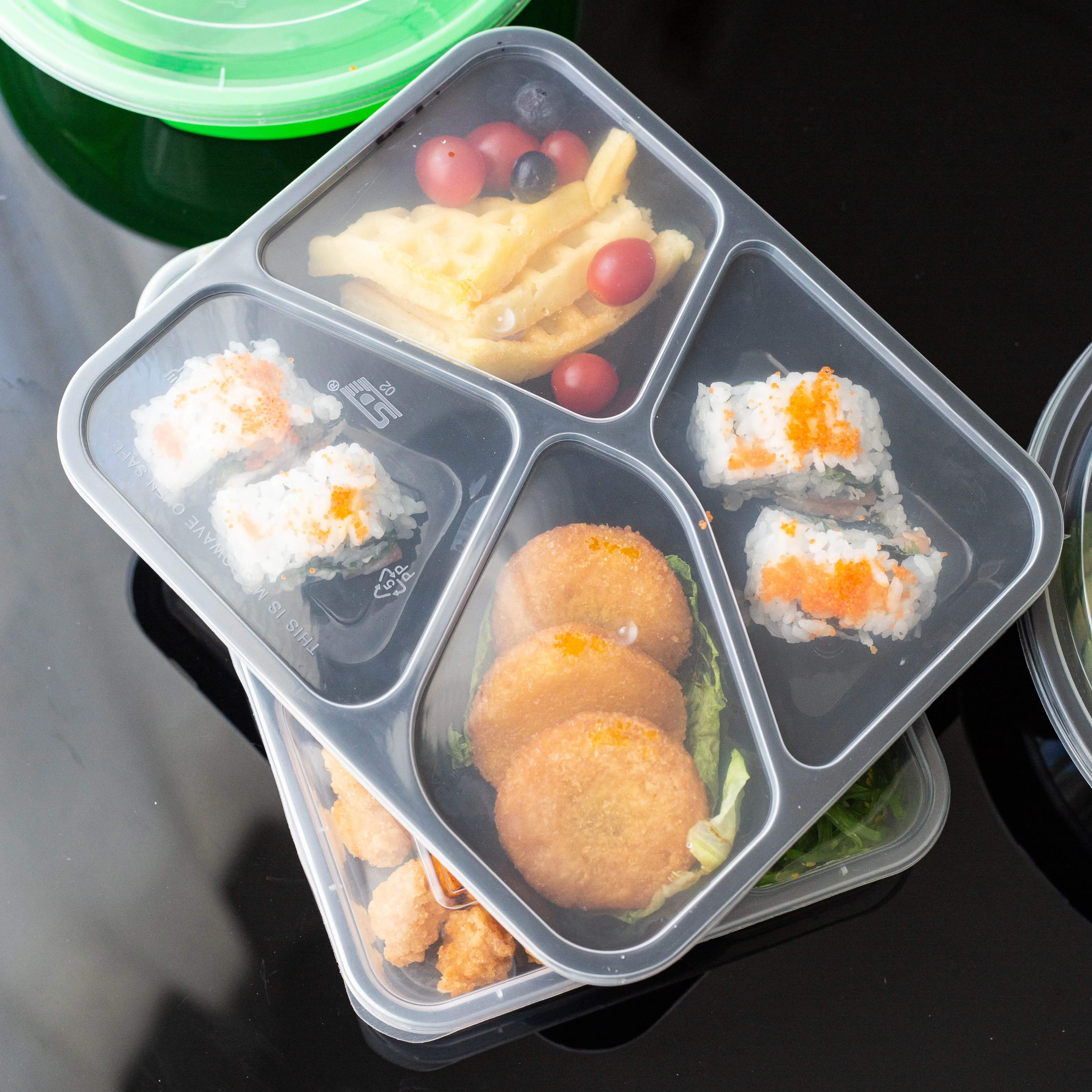 Disposable Lunch Box w/Lid (50pc) (Black) CK-8307