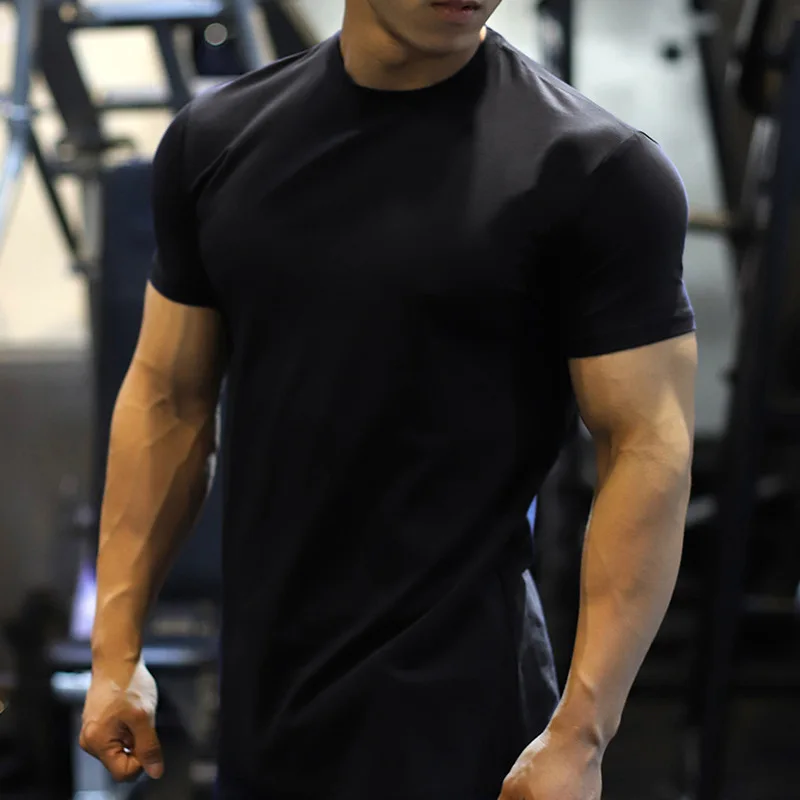 Wholesale Custom Logo Fit Gym Wear Men's t Shirts Elastic Quick-dry Sports  Elastic t Shirts
