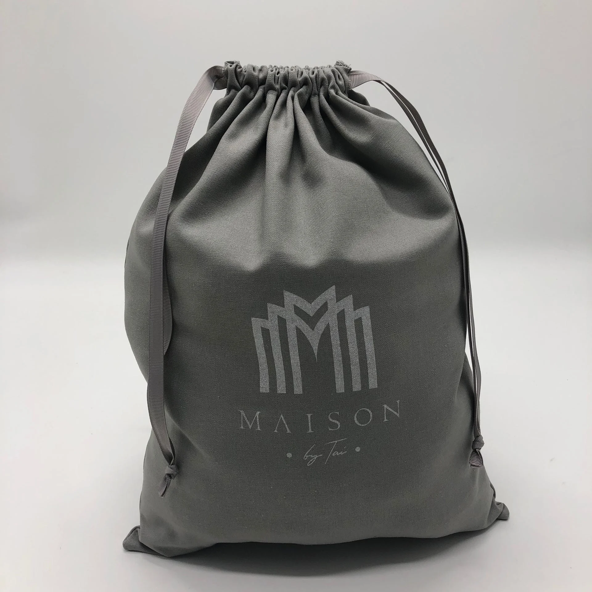 定制商标印花棉质礼品袋灰色棉质礼品包装袋