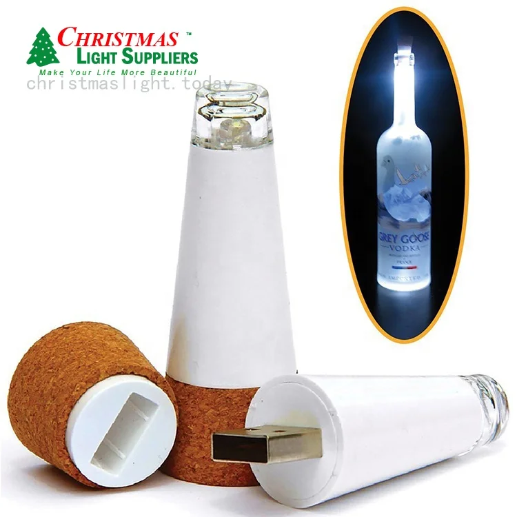 LED Wine Bottle USB Rechargeable Cork Light 12 Lumen White. Great for Party  Decor Christmas, Halloween and Wedding