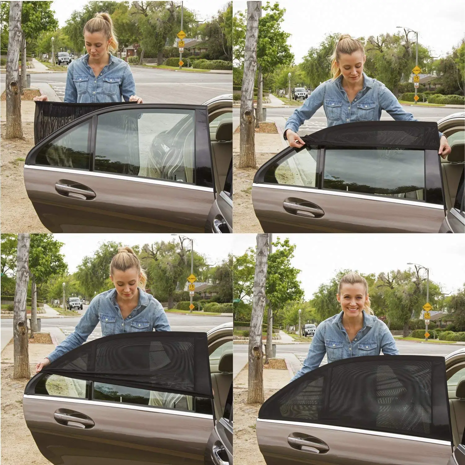 2pcs/set Universal Car Baby Sun Shade Side Window Sunshade Stretch Mesh Cover Buy Car Sunshade