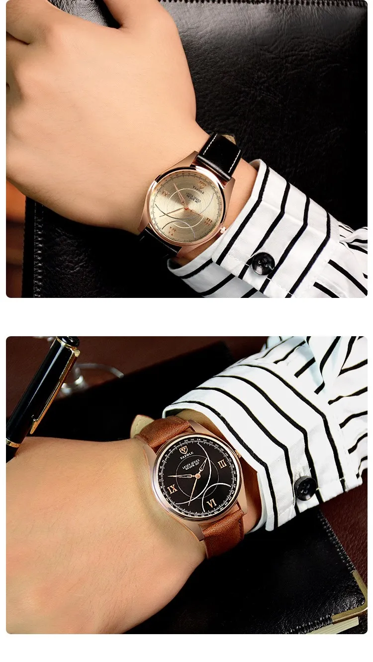 367 Famous brand yazole mens watch waterproof stainless steel back wristwatch for sale