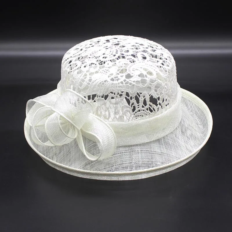 New Fashion Ladies Lace Sinamay White Church Hat - Trendy Formal Kentucky  Derby Dress Fascinator for Weddings and Parties