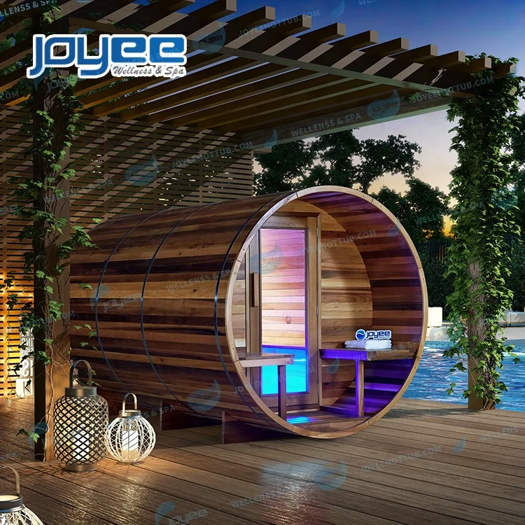 Joyee 4 6 8 Person Traditional Hemlock Cedar Wood Barrel Outdoor Sauna