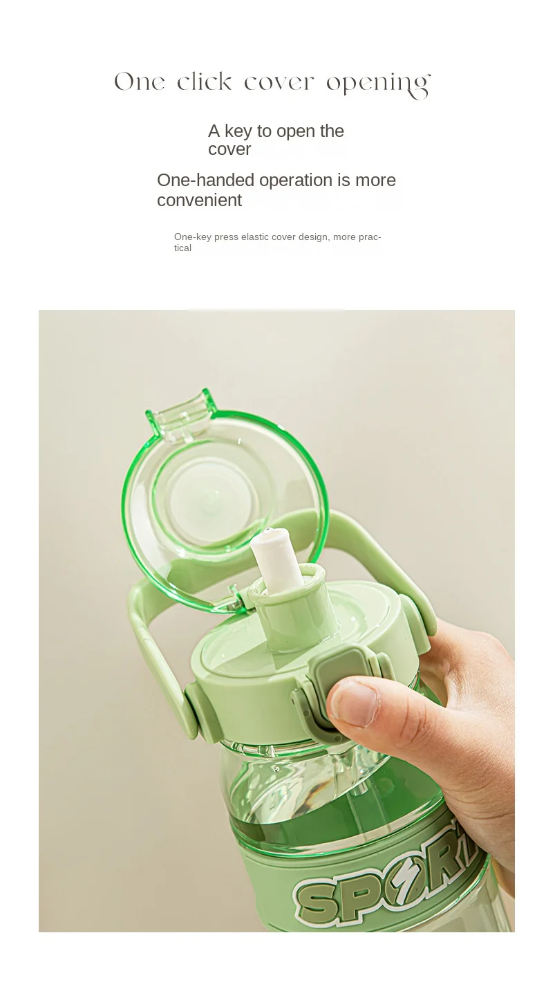 Wholesale 800 ml Colorful Portable Clear Handle Leather Case Tritan Plastic Water Bottle Unisex