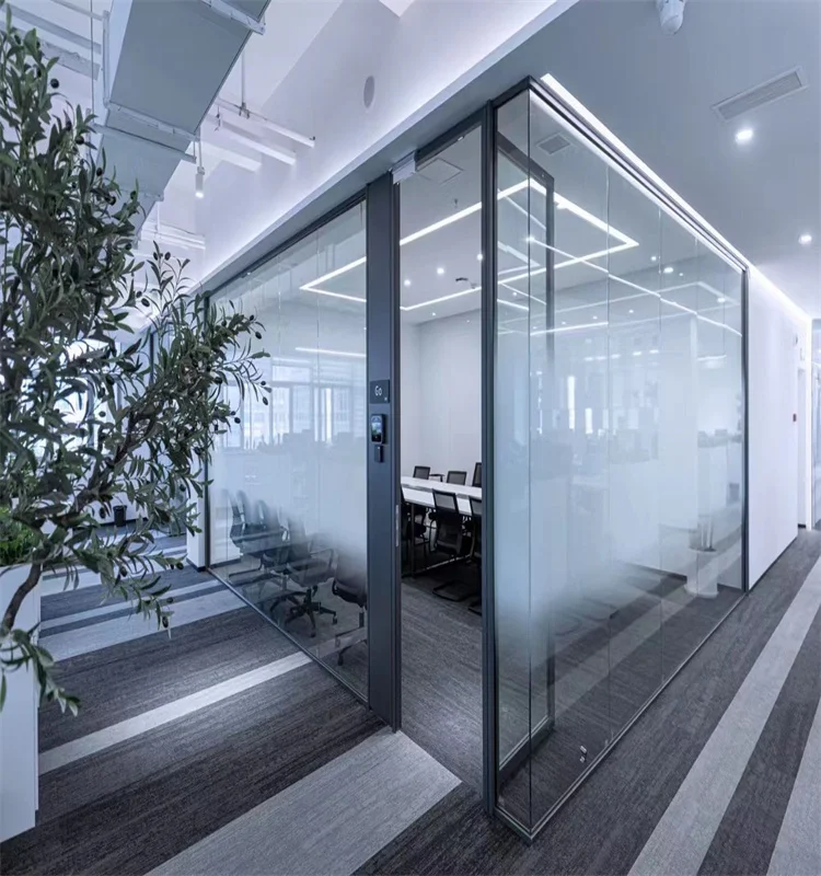 product 26mm slim aluminum frame single glass office partition for hospitals schools and office buildings-5