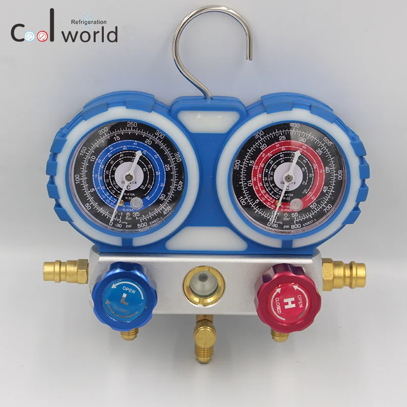 R410a R22 R134a R404a Refrigerant Testing Manifold Pressure Double