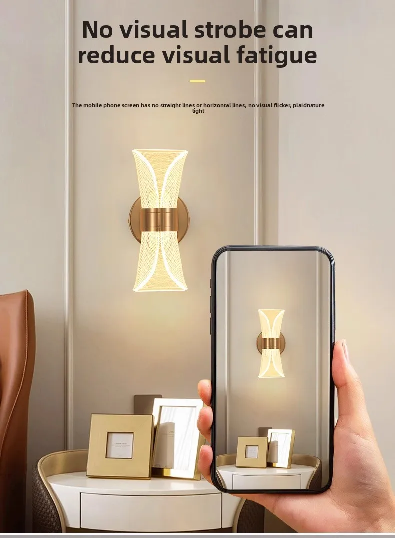 product cross border minimalist modern bedside lamp creative bedroom living room nordic led ultra bright aisle background wall light-5