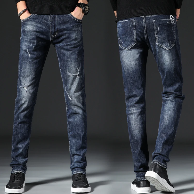 Jeans Men S Tight Dark Blue Jogging Pants Denim Streetwear Trousers Damage Garment Stock Biker Male Destroyed Jeans Buy Male Destroyed Jeans Streetwear Trousers Dark Blue Jogging Pants Product On Alibaba Com