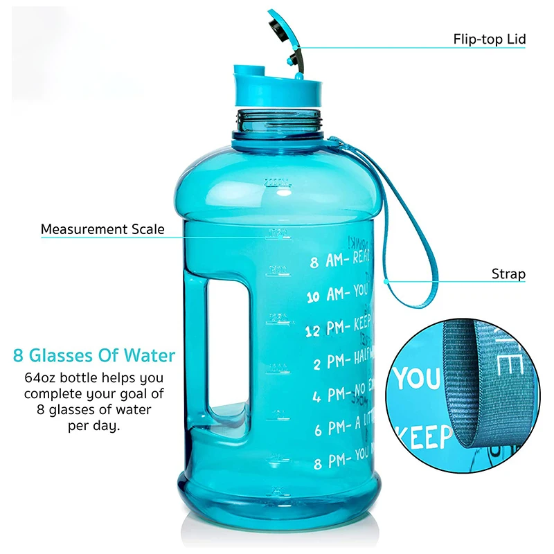 Gym Drinking Bottle Large Plastic Fitness Water Jug 1 Gallon Bpa 