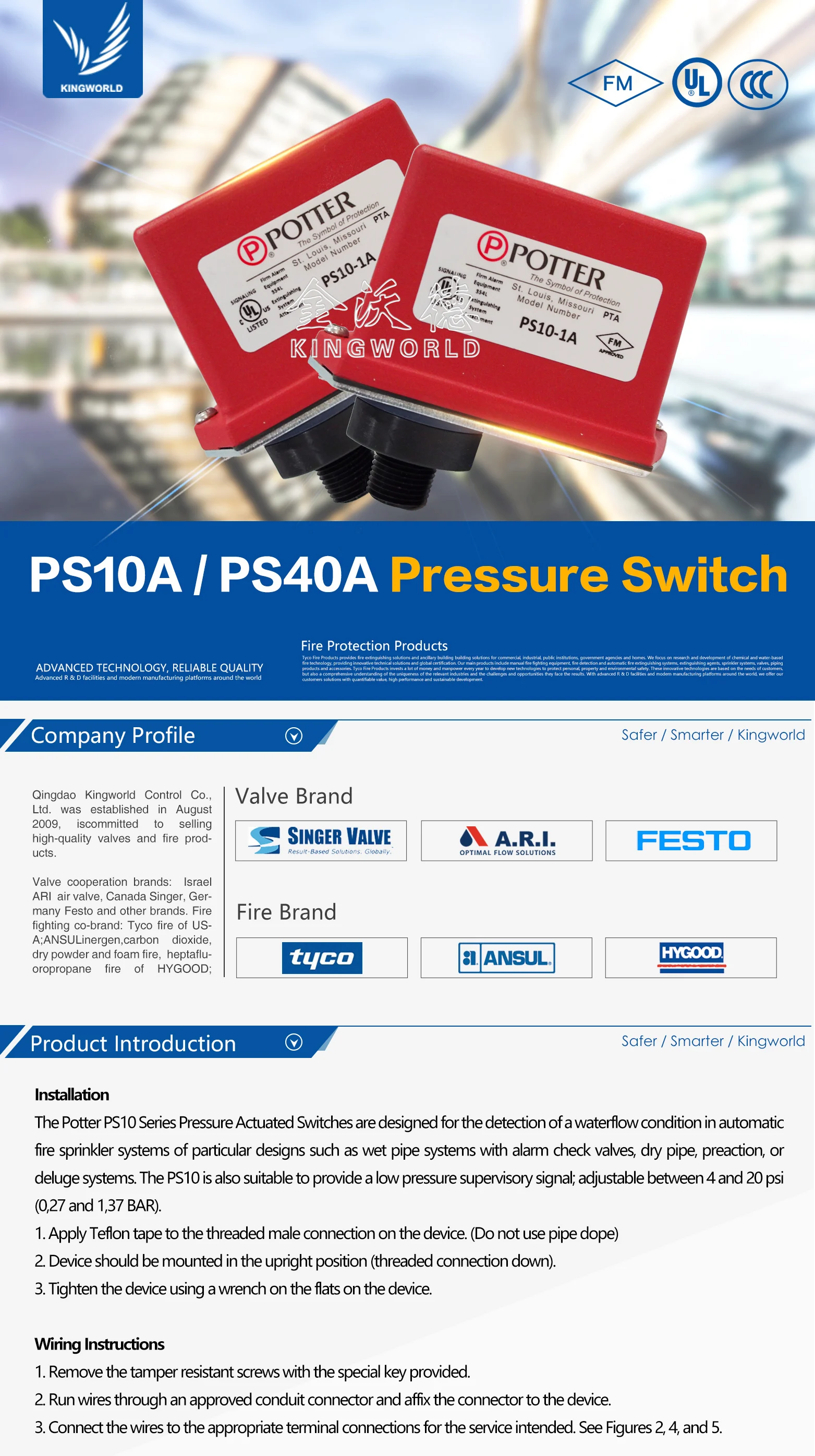 Fm Ps102a Potter Pressure Switch 1340410 Buy Pressure Switch Product