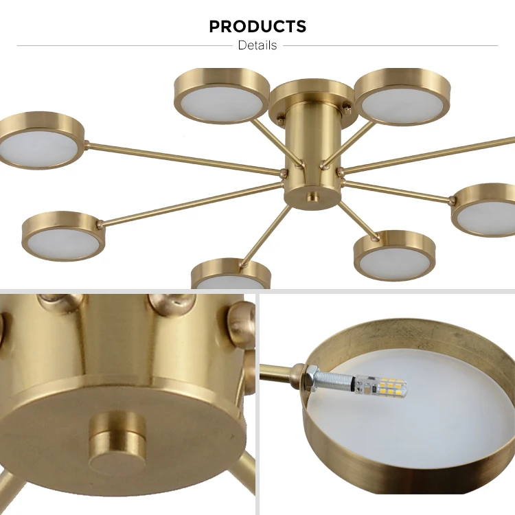 Modern Acrylic Pendant Light Brass Industrial Led Designer Ceiling Chandelier Living Room