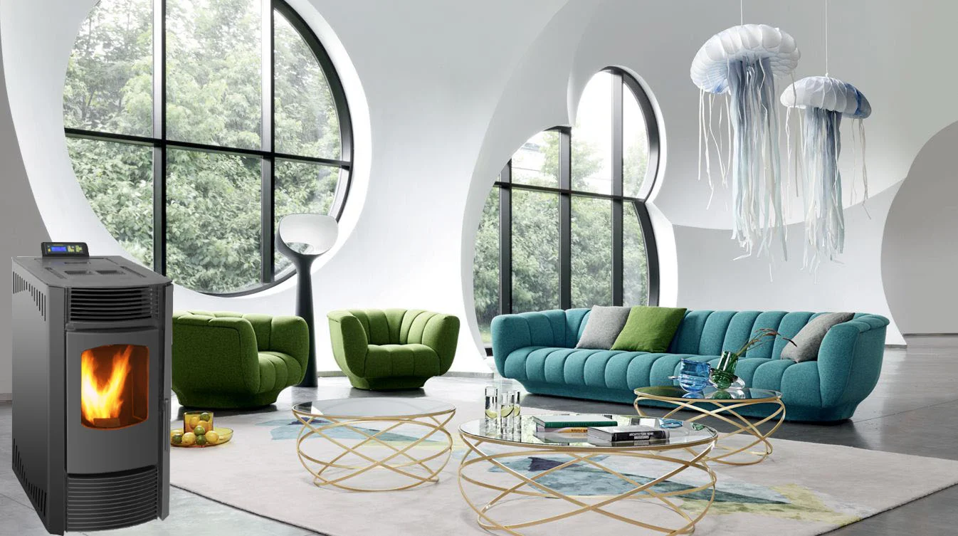 9kw Automatic Feeding Freestanding Modern Indoor Wood Burning Modern