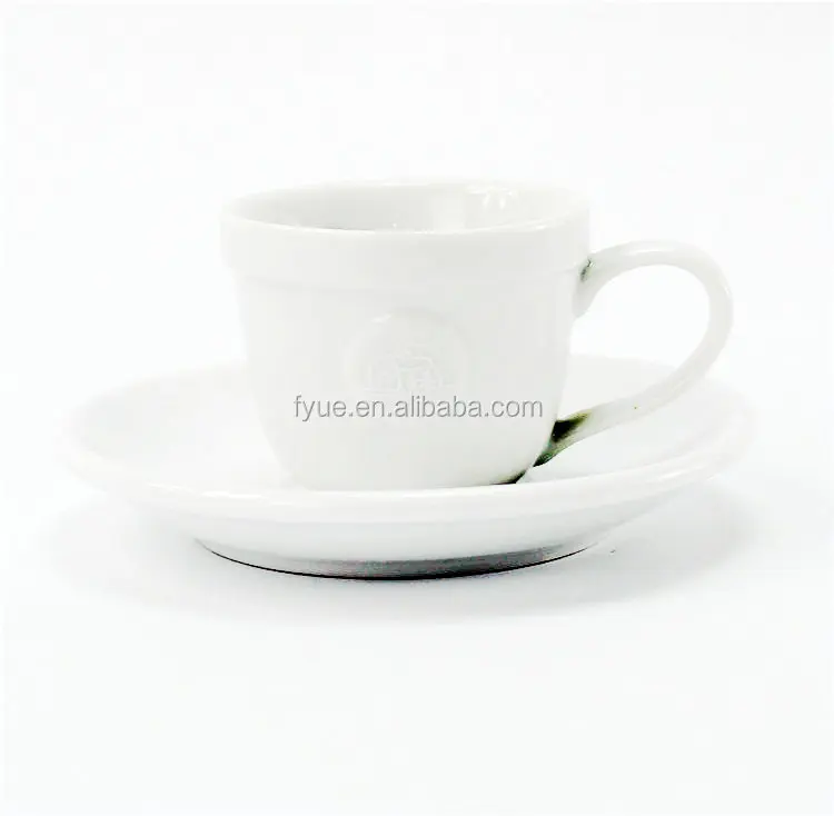 Cafe Espresso Dishwasher Safe Logo Oem White 4oz White Porcelain Ceramic Small Coffee Cup and Saucer Set manufacture