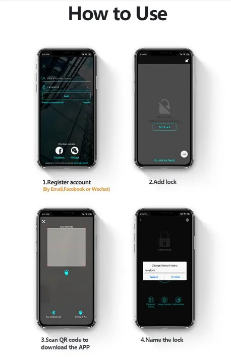 Widely Use Smart Cerradura inteligente Padlock, Stainless Chain Door Lock with Loud Anti-theft Alarm