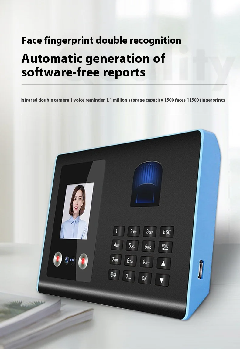 Smart Attendance Machine Face Recognition Fingerprint Punch-In English ...