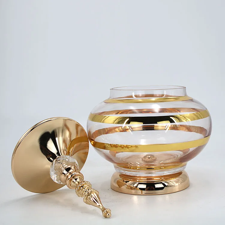 Europe Transparent Phnom Penh Candy Pot With Lid Round Glass Candle