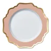 JC White Pink Rose Gold Rim Unbreakable Salad Stoneware Dessert Plate Ceramic