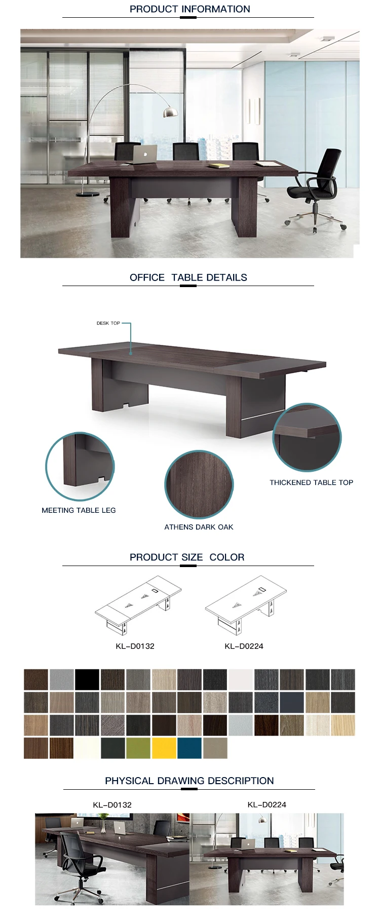 Dious Office furniture office desk modern style customized long square meeting desk conference table