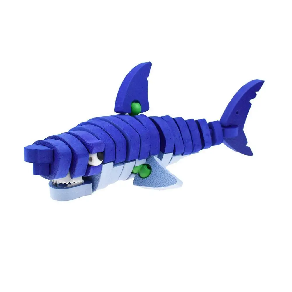 3d 鲨鱼拼图为孩子,47 件 eva 泡沫积木亲子互动游戏, 光和防潮