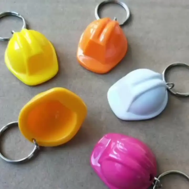 3D Hard Hat Keychain - Plastic Safety Helmet Key Ring, Yellow Or White, Decorative Gift
