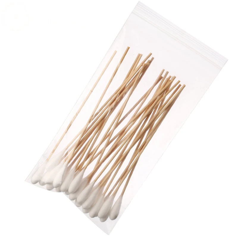 150 Mm Single Head Industrial Cleaning Wooden Stick Long Cotton Swabs