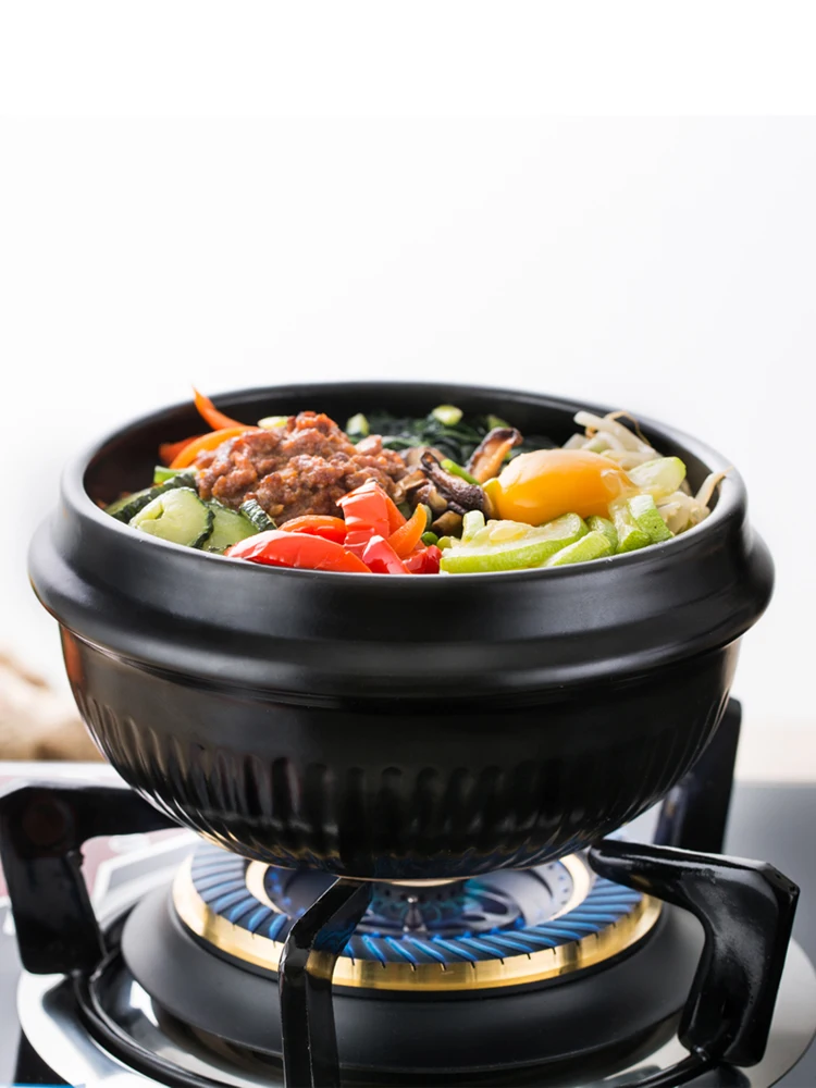 For Cooking Hot Pot Dolsot Bibimbap and Soup Korean Premium Ceramic Bowl with Lid 8in,40oz 