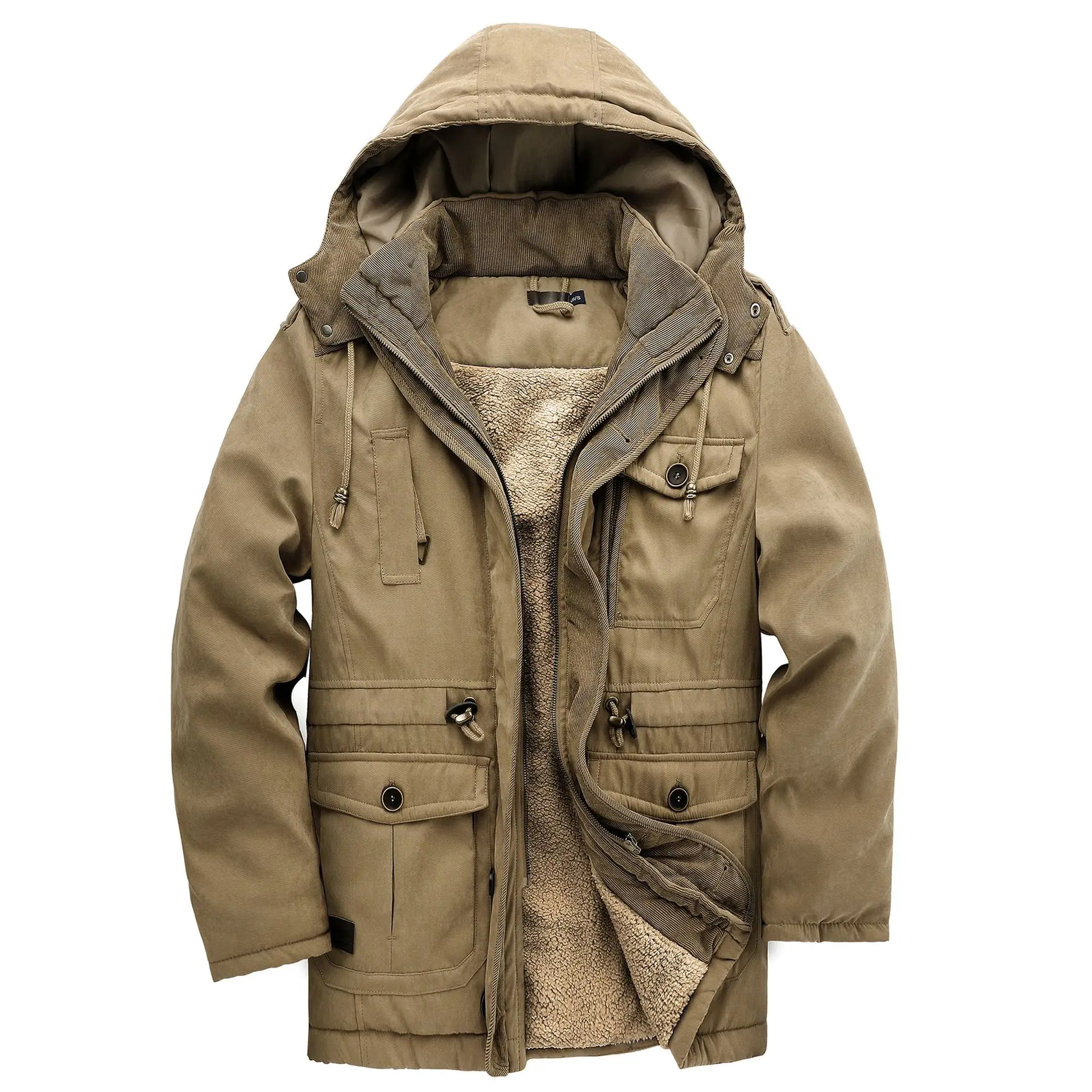 US size thickened coat solid color cotton casual lamb cashmere men's jackets_voghion.com