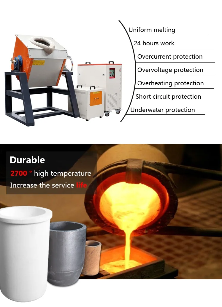 Small Copper Bronze Brass Aluminum Iron Stainless Steel Melting IGBT Induction Furnace