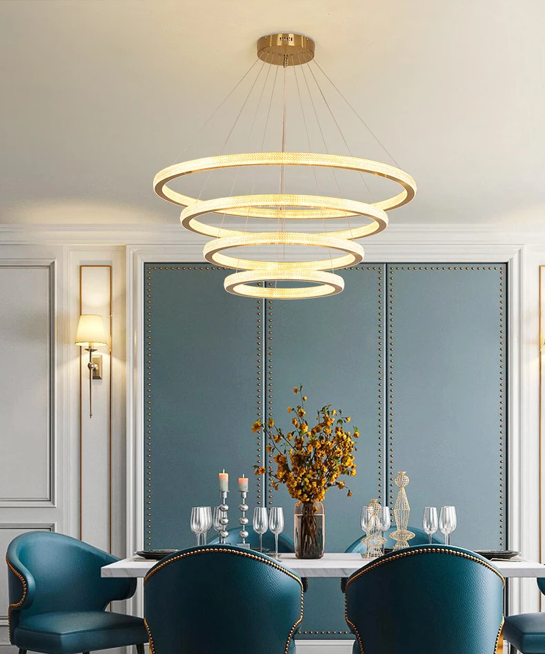 Gold ring pendant light restaurant bedroom living room led light chandeliers lighting chandelier