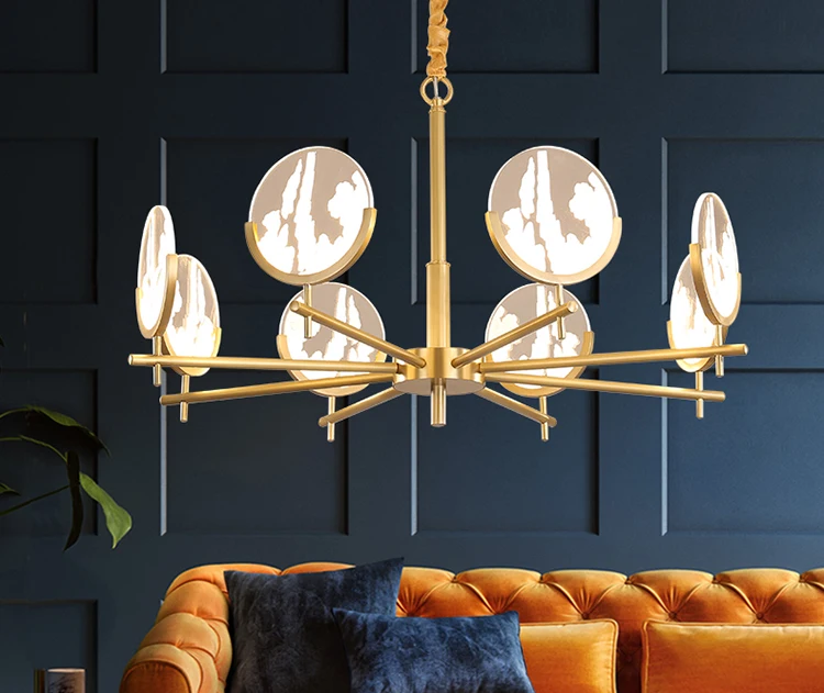 Nordic Kronleuchter Volle Kupfer Esszimmer Lampe Moderne Minimalist