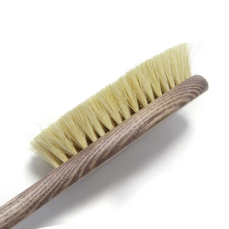 Private label ash soft sisal dry hard bristles natural long wood handle shower body massage bath brush set