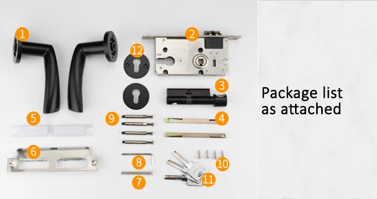 High Quality Interior Room Door Self Locking Black Door Handle Split ...