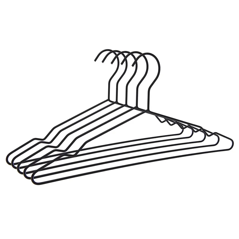 black powder sprayed metal clothes hanger with shoulder notch